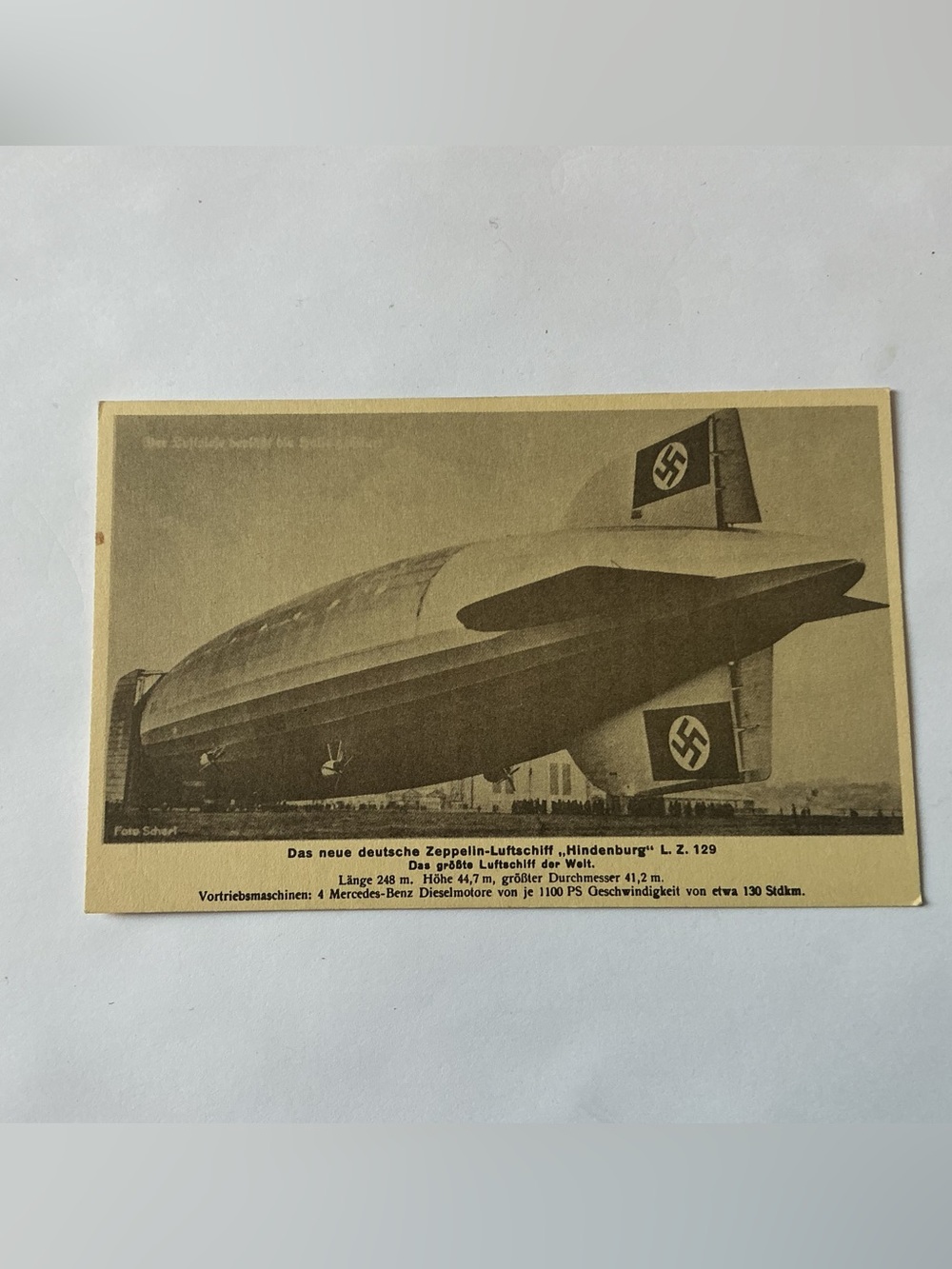 Vintage Postcard Showing the German Airship LZ 129 Hindenburg.
